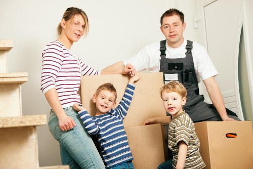 Moving boxes and furniture prepared for a home move in Kennington