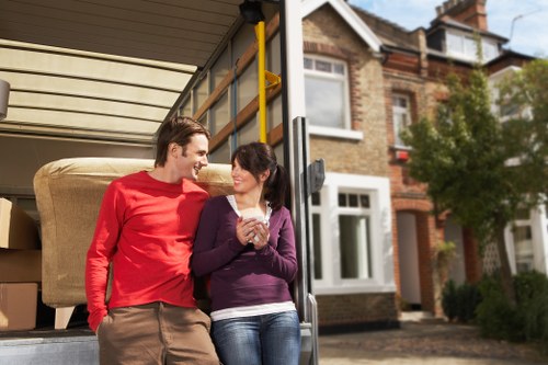 Packed boxes and furniture ready for a smooth house move in Kennington