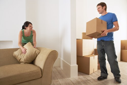 Preparing an office move in Kennington with labelled boxes and furniture
